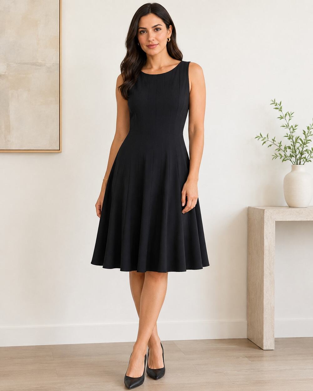 Calvin Klein Women’s Black Fit & Flare Sleeveless Dress Size 10 Career Cocktail